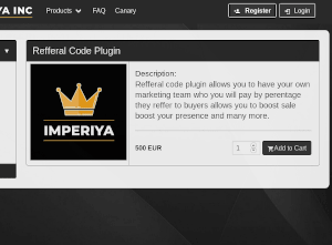 A Listing for a Referral Plugin on Imperiya